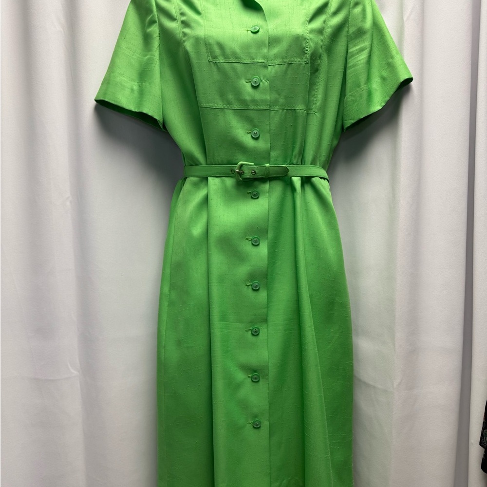 Vintage 1960’s/70’s button down Green Belted Dress